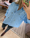 Camisa Abejas Azul Oversize