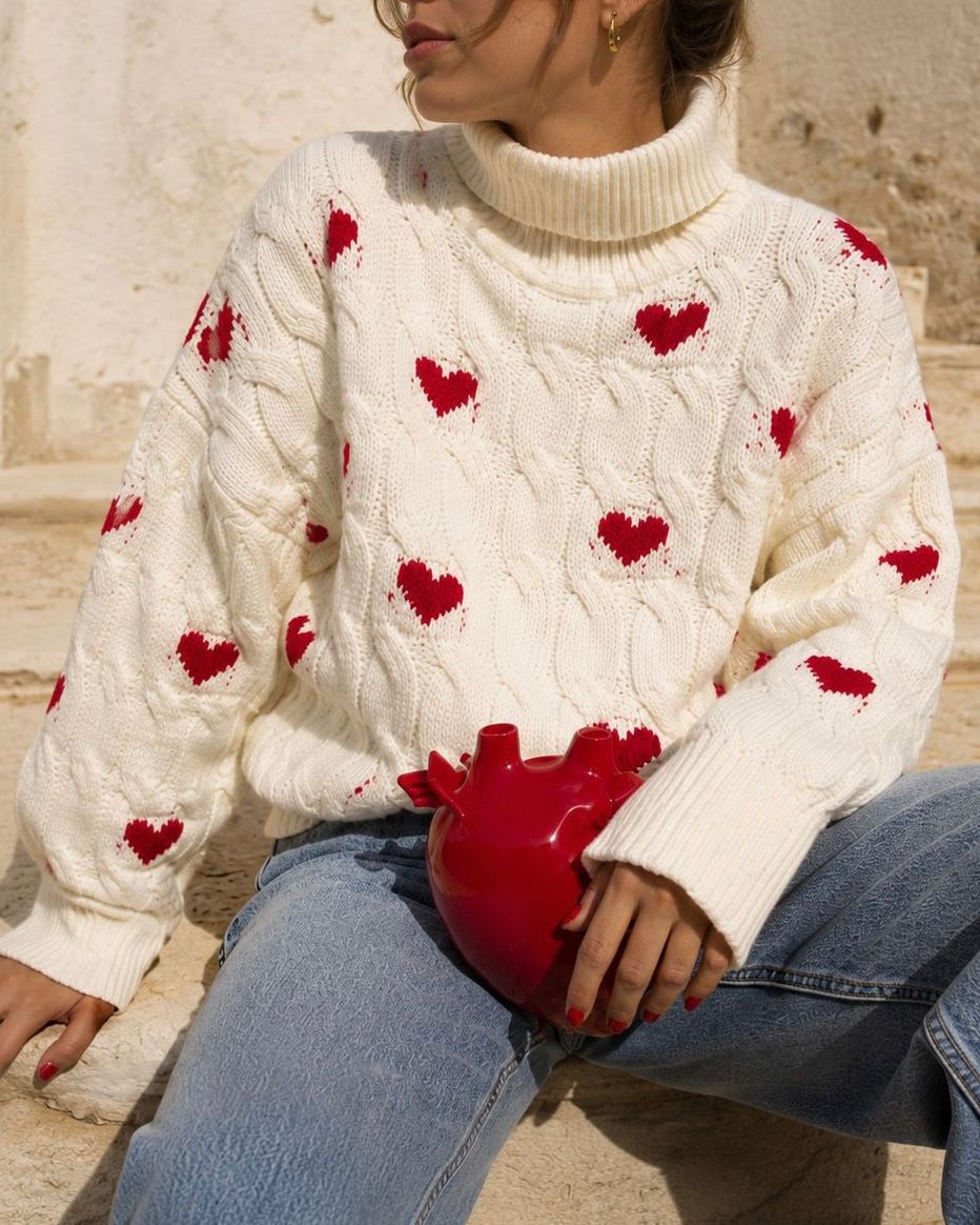 Sweater Marfil Corazones 