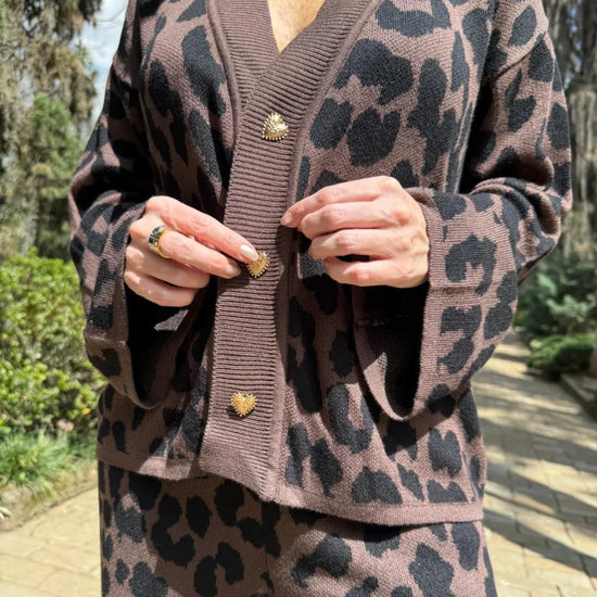 Sweater Abierto Animal Mocha - Golden Hearts - Gracies