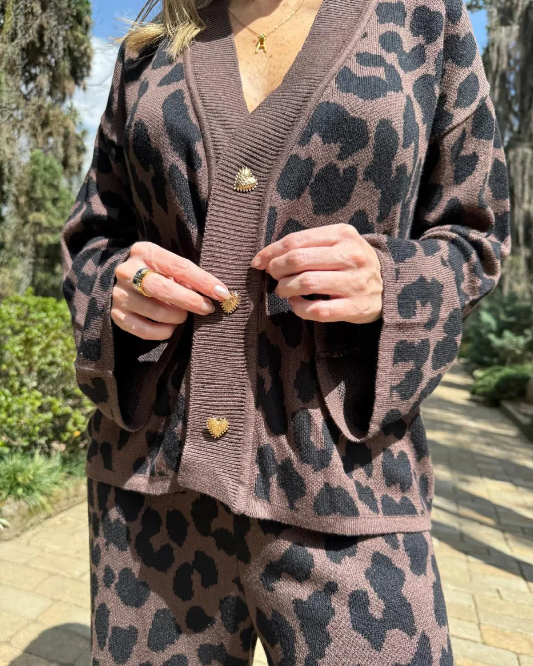 Sweater Abierto Animal Mocha - Golden Hearts - Gracies