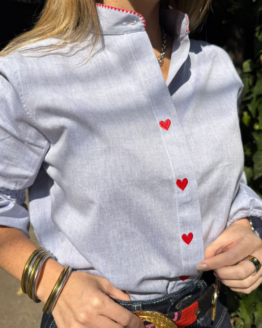 Camisa Azul Chambray Hearts