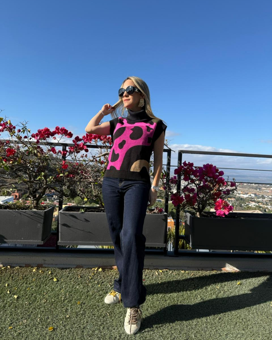 Top Animal Ondas Magenta 