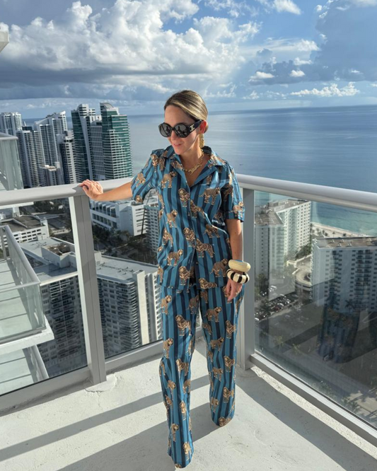 Camisa Tigres Rayas Azul