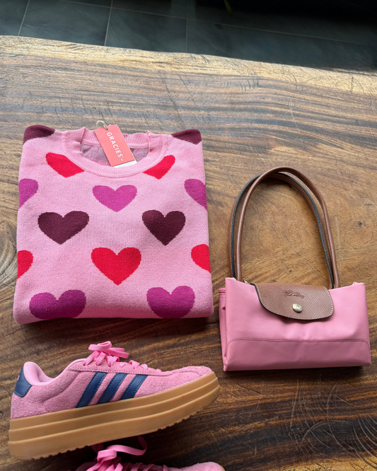 Sweater Rosado Corazones (envío dos días hábiles)
