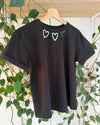 Camiseta Negra Corazones Brillo - Gracies