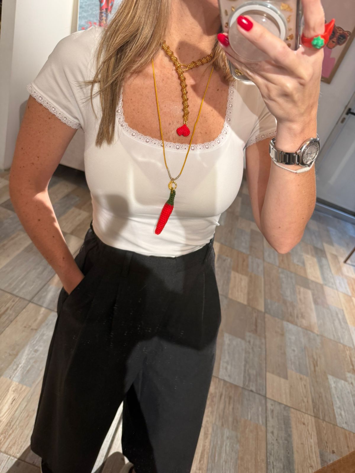 Collar Dorado Corazon Rojo - Gracies