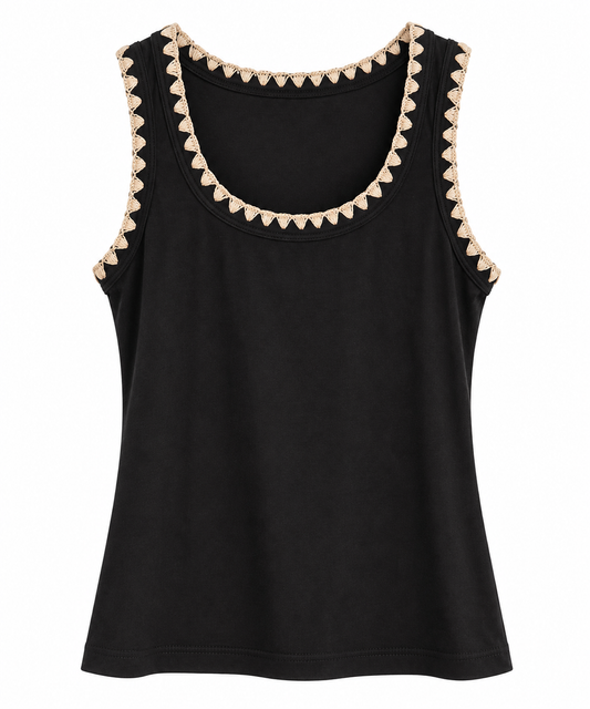 Tank Top Bordado Negro