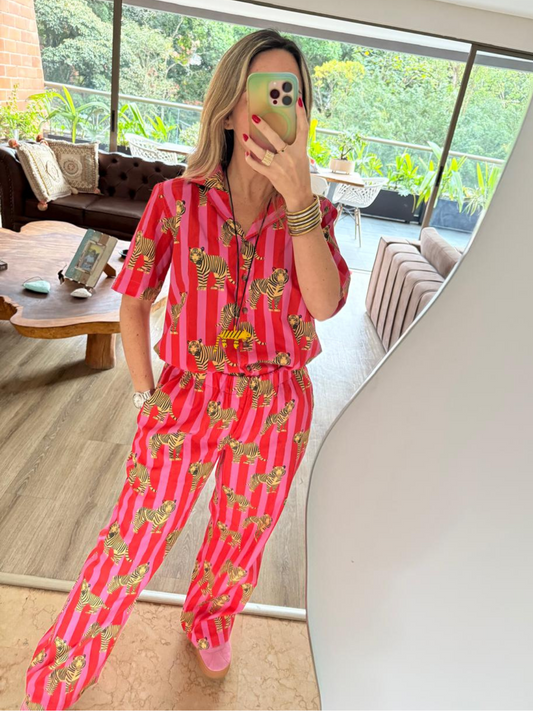 Pantalón Tigres Rayas Rojo