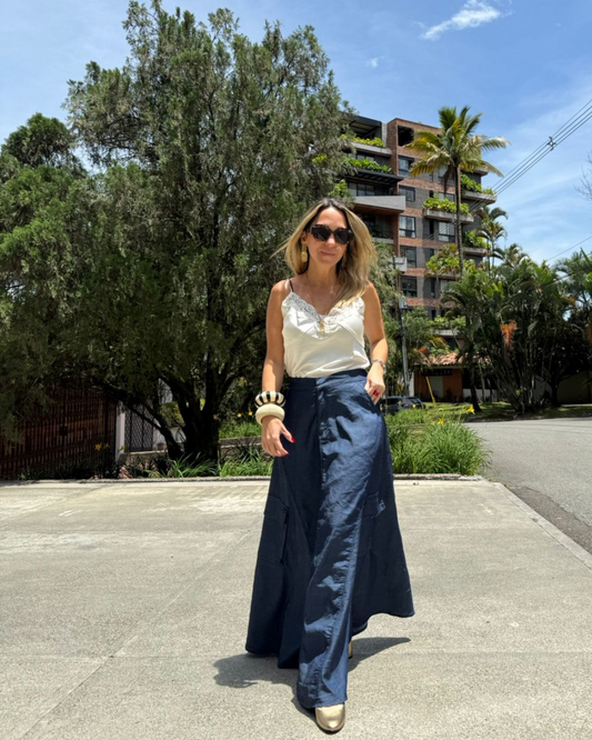 Falda Cargo Azul Denim