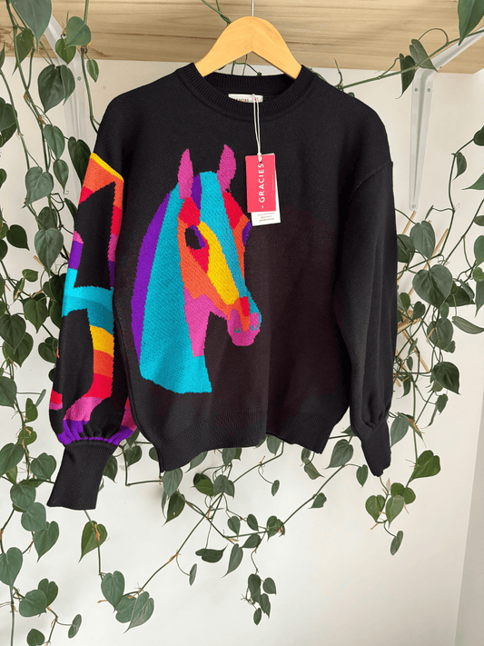 Sweater Caballo Iris Negro