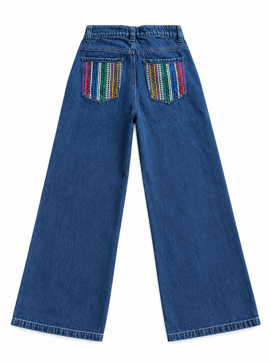 Jean Azul Bolsillos Bordados