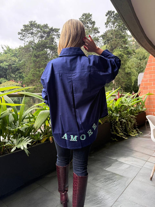 Camisa Azul Amore Oversize - Gracies