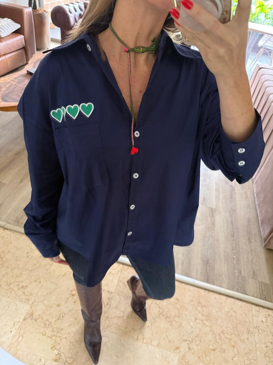 Camisa Azul Amore Oversize
