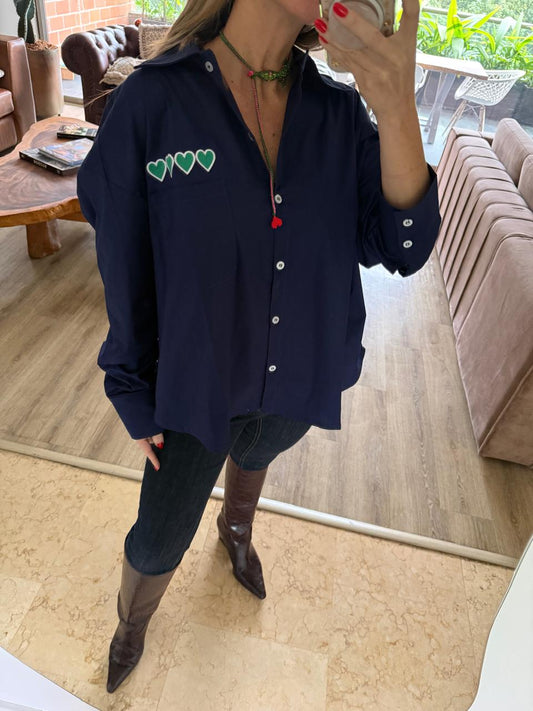 Camisa Azul Amore Oversize