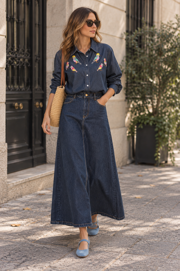 Falda Denim Azul Oscuro 