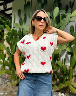 Chaleco Marfil Corazones