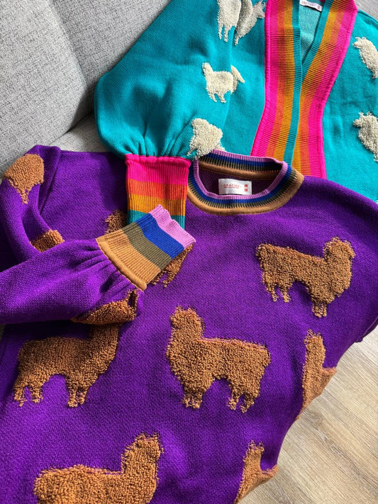 Sweater Llamas Morado