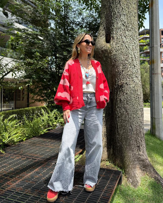 Sweater Nubes Rojo Abierto - Golden Hearts