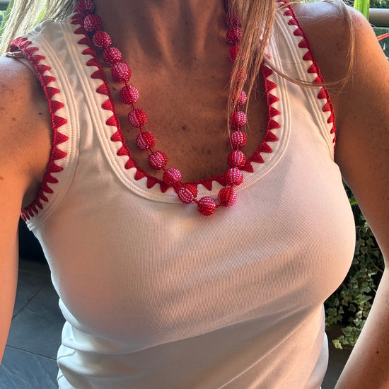 Tank Top Bordado Rojo 