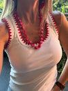 Tank Top Bordado Rojo 