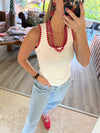 Tank Top Bordado Rojo 
