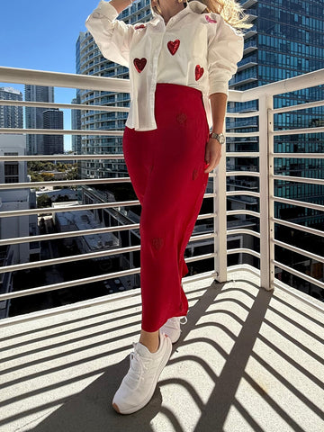 Falda Roja Corazones (envío 3 días hábiles)