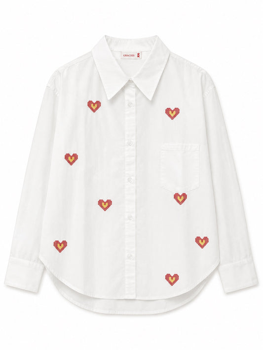 Camisa Oversize Puntadas del Corazón