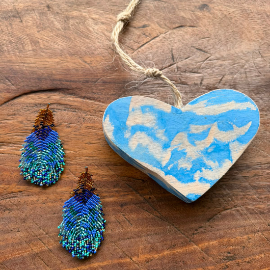 Aretes Pluma Azul 