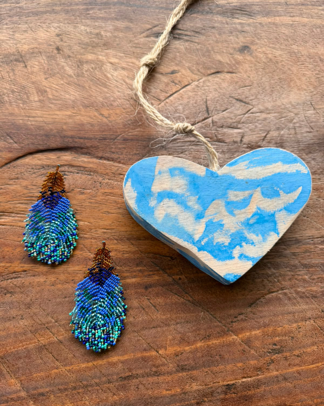 Aretes Pluma Azul 
