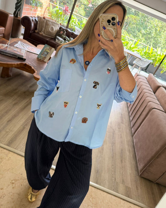 Camisa Oversize Doggie Blue