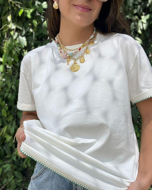 Camiseta Básica Bordado Verde