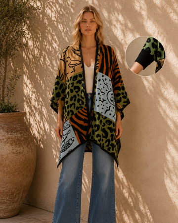 poncho prints tejido en algodon
