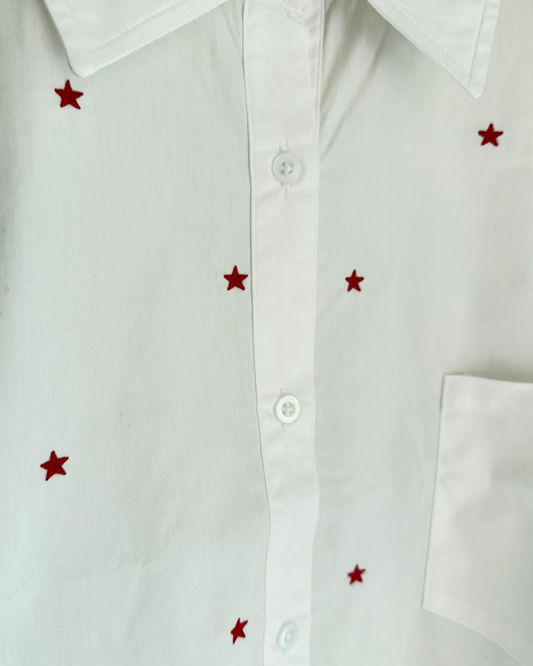 Camisa Marfil Estrellas Oversize