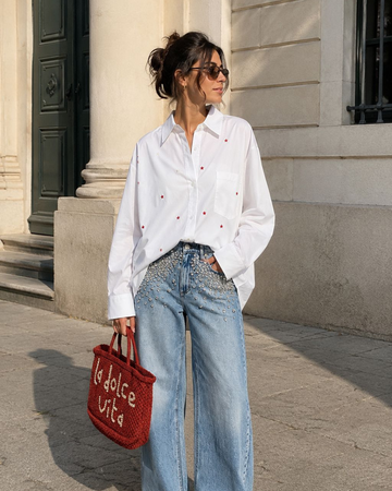Camisa Marfil Estrellas Oversize
