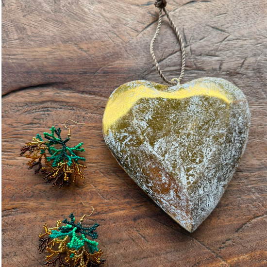Aretes Coral Verde Tierra 