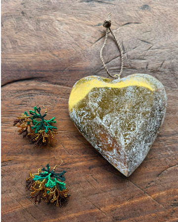 Aretes Coral Verde Tierra 