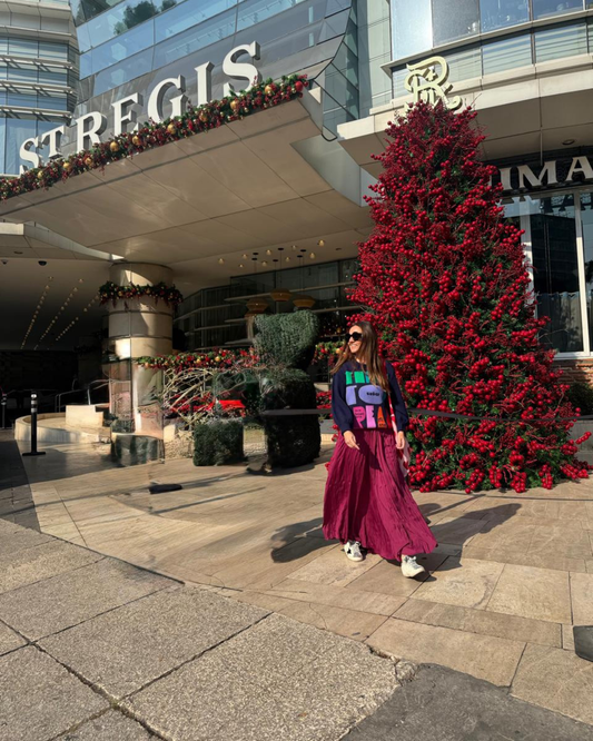 Falda Plisada Vino Tinto