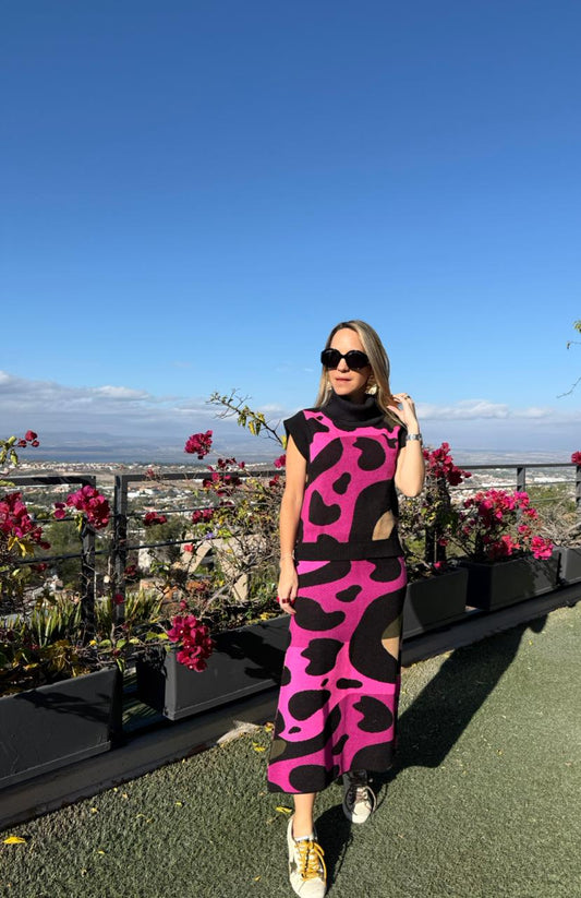 Falda Animal Ondas Magenta