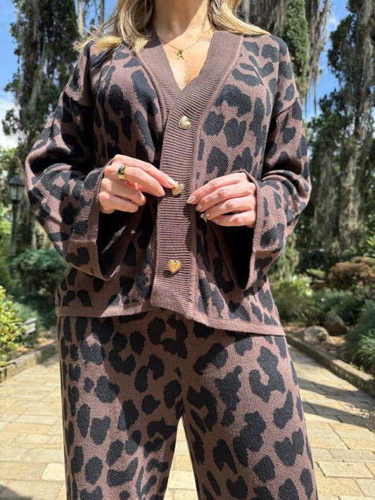 Sweater Abierto Animal Mocha - Golden Hearts