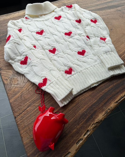Sweater Marfil Corazones 