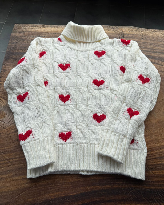 Sweater Marfil Corazones 