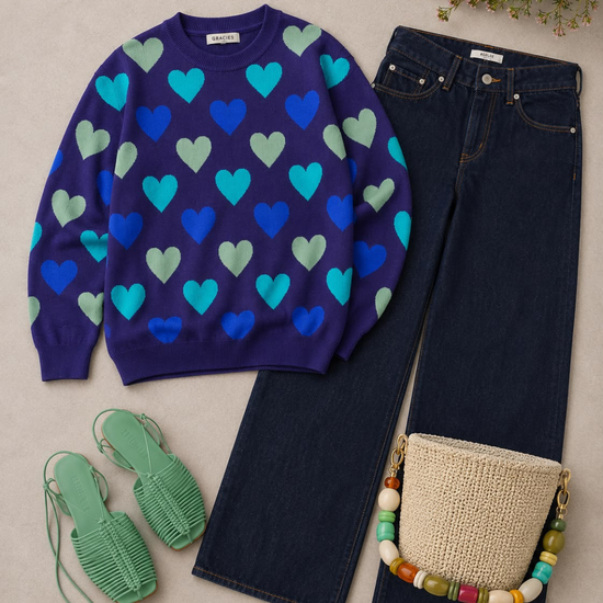 Sweater Azul Corazones 4