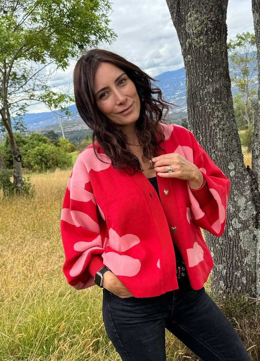 Sweater Nubes Rojo Abierto - Golden Hearts 