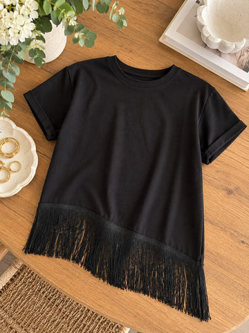 Camiseta Negra Flecos