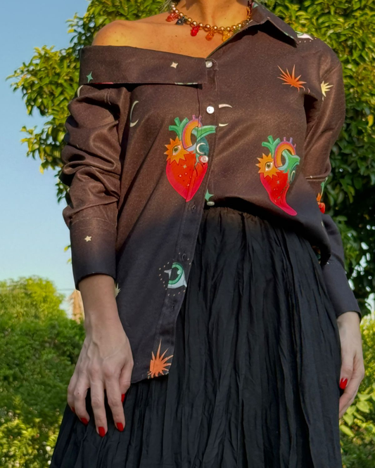 Camisa Asimetrica Corazones Bohemios