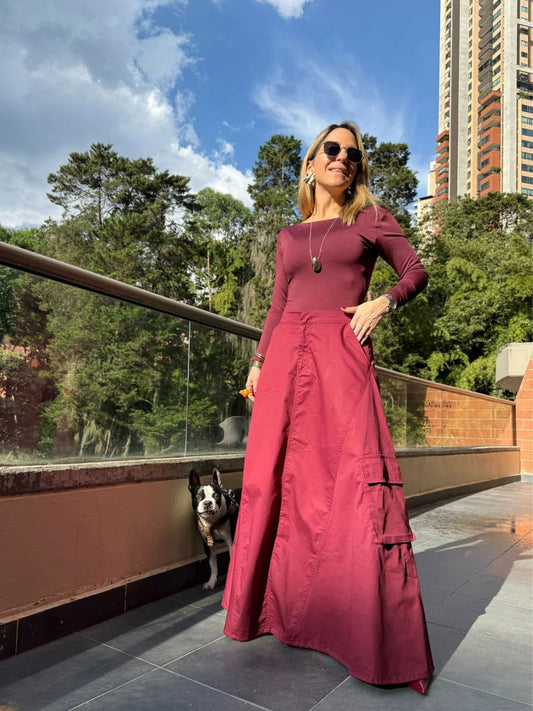 Falda Cargo Burgundy